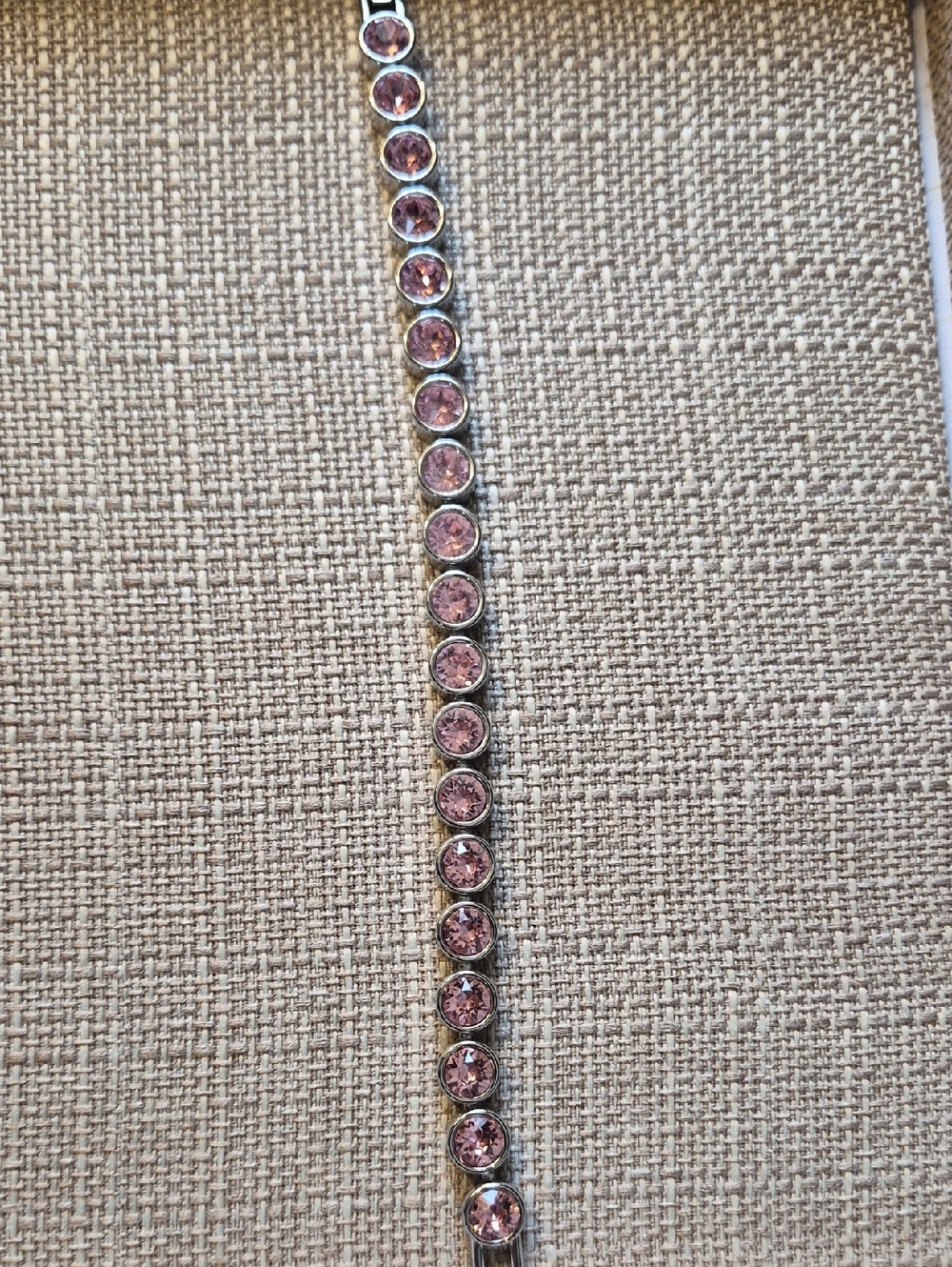 Touchstone Crystal Pink Round-Cut Crystal Tennis Bracelet